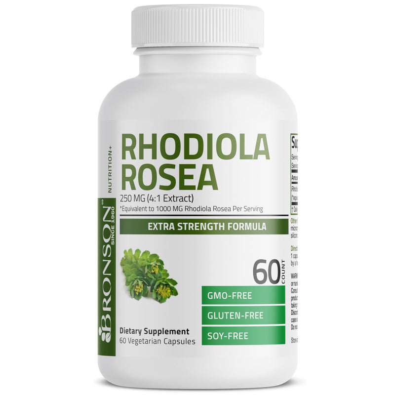 [Australia] - Bronson Rhodiola Rosea Vegetarian Capsules - Adaptogenic Herb - Brain, Stress & Mood Support - Non-GMO, 60 Count Unflavoured 60 Count (Pack of 1) 
