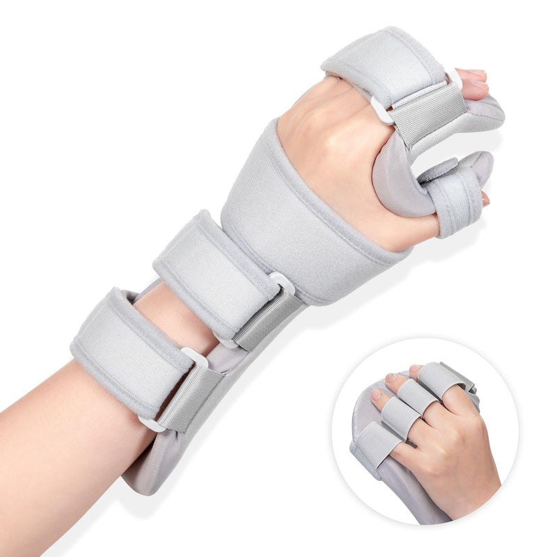 Fanwer Stroke Resting Hand Splint Left&Right, Hand Brace Splint for Stroke Patients - Functional Night Immobilizer Wrist Finger Brace Support for Straightening Fingers, Arthritis, Carpal Tunnel Syndrome (Left)