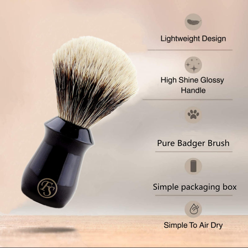 [Australia] - Frank FS shaving Brushes, 2-Band Manchurian Finest Badger Shaving Brush with Black Resin Handle for Personal and Professional Shaving,Birthday Gift (Fan Shape Knot:20 mm) 