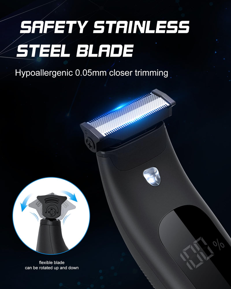 [Australia] - Intimate razor man razor men's electric, waterproof body shaver men, body razor men with LED light, intimate area body hair trimmer, full body groomer beard hair remover for men, USB, IPX7 