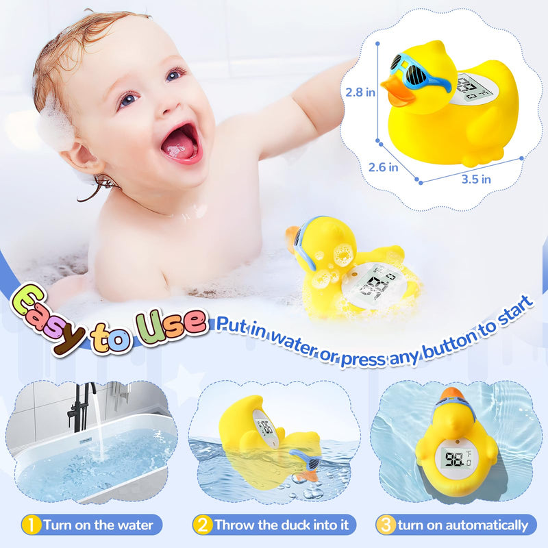 Duck Baby Bath Thermometer, Newborn Bath and Room Temperature Thermometer Safety Floating Toy, Bathtub Thermometer for Infant Yellow