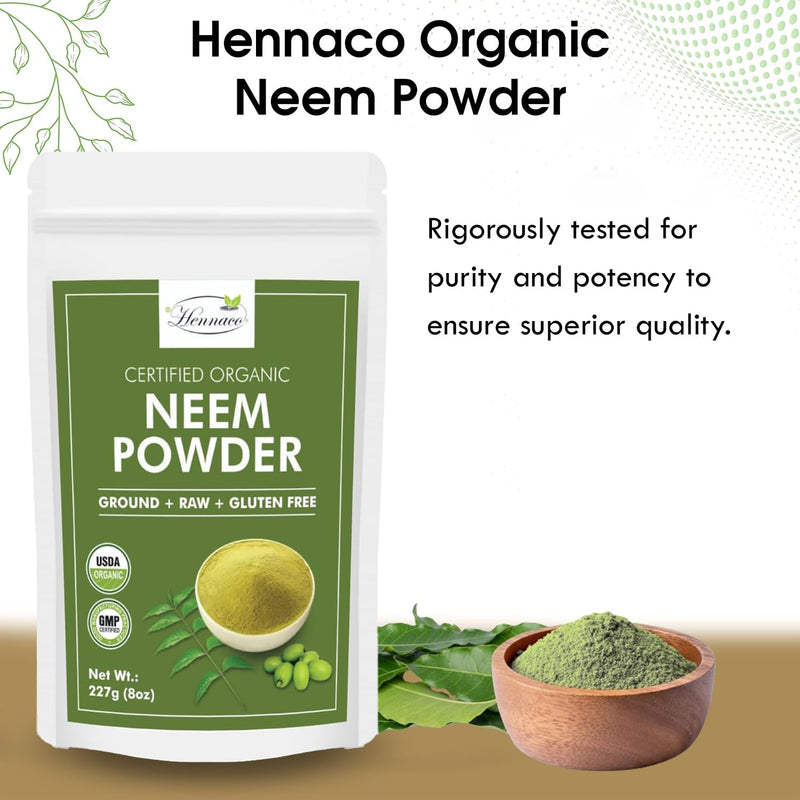[Australia] - Organic Neem Powder| Ayurvedic Herb for Skin and Hair | Resealable Zip Lock Pouch | USDA Organic| Pure & Natural Neem Powder for Drinking| Dried Neem Leaves Powder| 227 Grams (8 OZ) 8.01 Ounce (Pack of 1) 