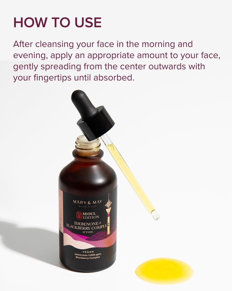 Mary&May SEOUL EDITION Idebenone Blackberry Face Serum 2.7 fl.oz | Korean antioxidant serum, 1,000ppm idebenone + 20% berry complex for dullness, fine lines & firmness, a vitamin C alternative 2.71 Fl Oz (Pack of 1)