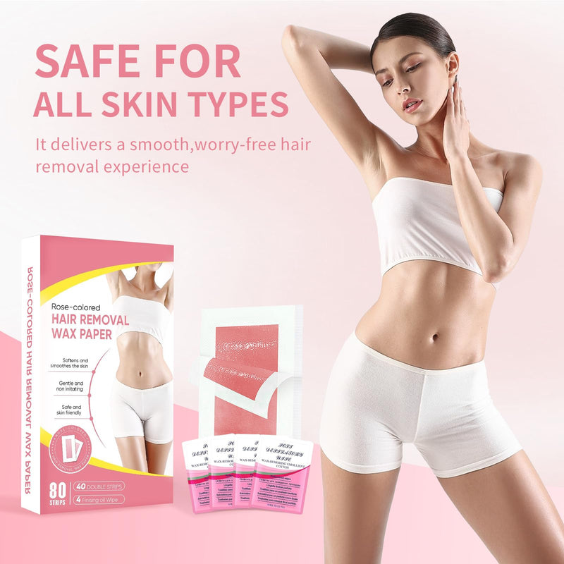 80 Pcs Wax Strips for Hair Removal, Facial Hair Removal Waxing Strips Kit for Women Face, Gentle Fast Wax Strips for Bikini, Chest, Body, Arms, Legs, Back & Brazilian, 4 Calming Oil Wipes 80 Count (Pack of 1)