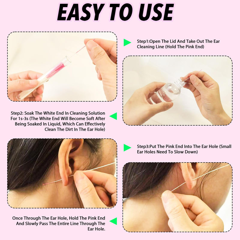 [Australia] - Ear Hole Cleaner 300PCS Ear Piercing Cleaner Floss,5 Colors Earring Hole Cleaner for Girls Women Men,Disposable Piercing Cleaner Floss Ear Piercing Care Cleaning Tool (A-5colors) A-5colors 