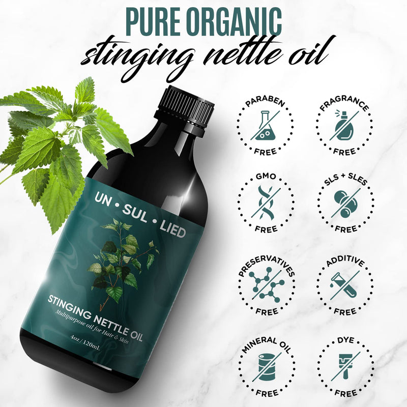 [Australia] - Stinging Nettle Multipurpose Oil for Hair Growth and Skin Soothing-Softening-Moisturizing for Men and Women-All Natural 4 oz 