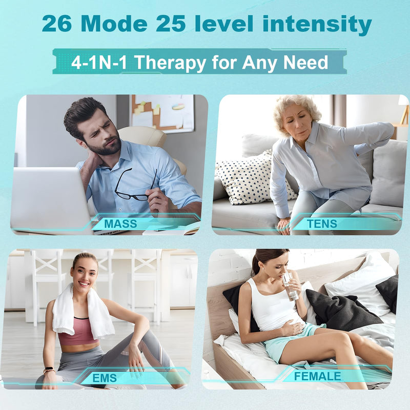 26 Mode Wireless TENS Unit, Effectively Relieve Pain,App-Controlled | Rechargeable EMS Massager, Smart Pocket-Size TENS Machine, Drug-Free Pain Relief for Neck, Back & Shoulder, 3 Premium Pads