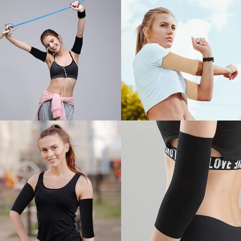 [Australia] - DHWEKU 2 Pairs Compression Arm Sleeves Lymphedema Arm Warmer Shaper Arm Sleeves Arm Socks Arm Cuff Compression Sleeve for Elbow Arm Sleeve 