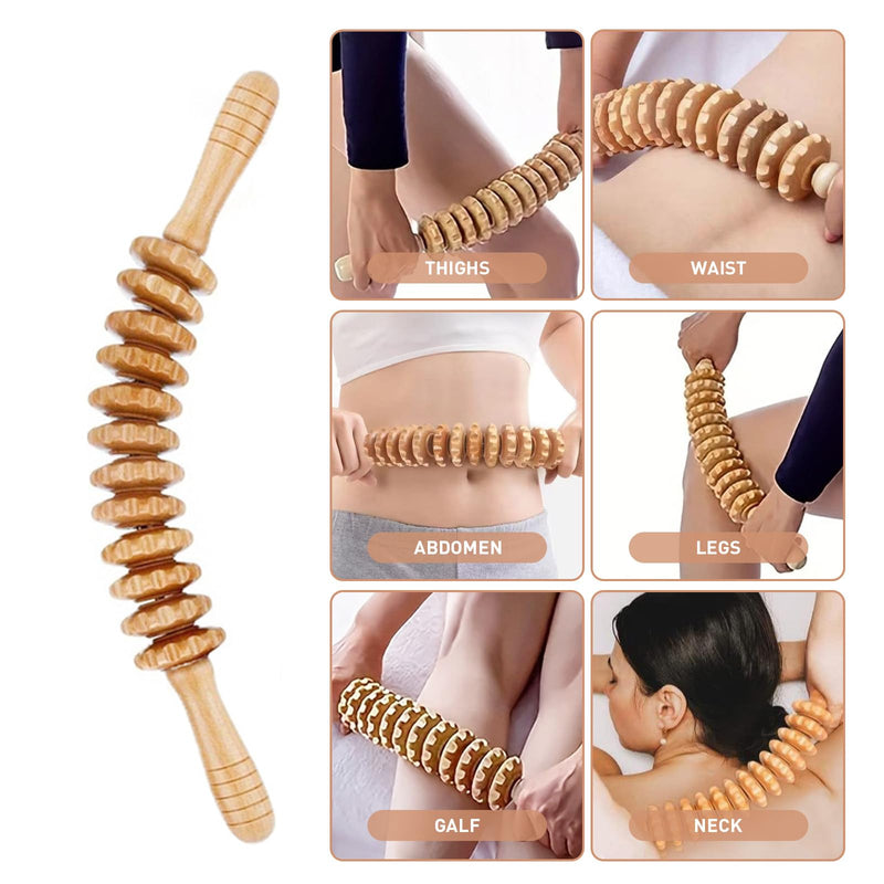 [Australia] - Wood Therapy Massage Tools 4 in 1, Lymphatic Drainage Massager, Wooden Maderoterapia Kit Body Sculpting Tools for Muscle Pain Relief, Anti-Cellulite Body Shaping 