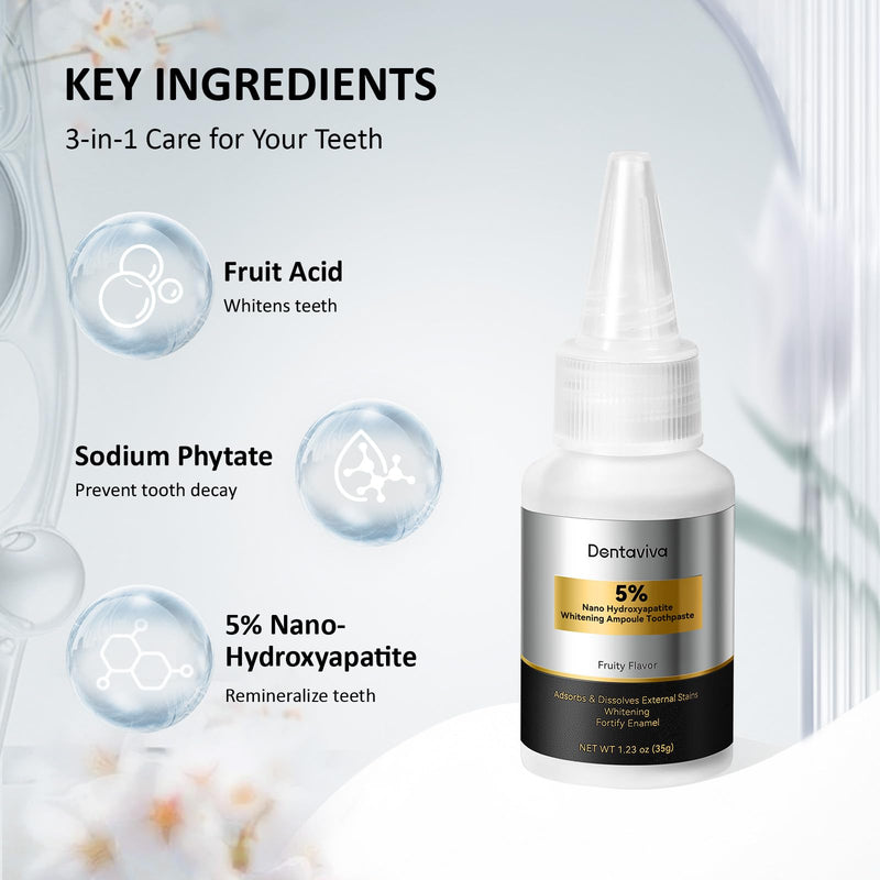 [Australia] - Nano Hydroxyapatite & Alpha-Hydroxy Acid Ampoule Toothpaste – Advanced Enamel Repair & Gentle Whitening, 5X More Effective Remineralization, pH Balancing, Cavity Prevention 
