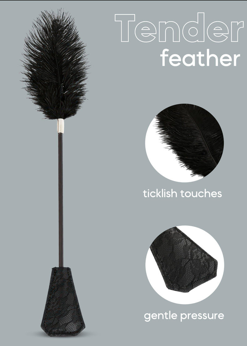 [Australia] - Feather Tickler for Play Faux Feather Tickler Cosplay Show Tickler Crop French Tickler Black 