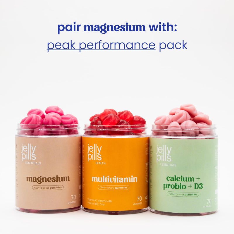 Jelly Pills® 180 mg Magnesium Citrate and Vitamin B6-70 Berry Flavoured Vegan Gummies - No Added sugars - Reduces Tiredness and Fatigue