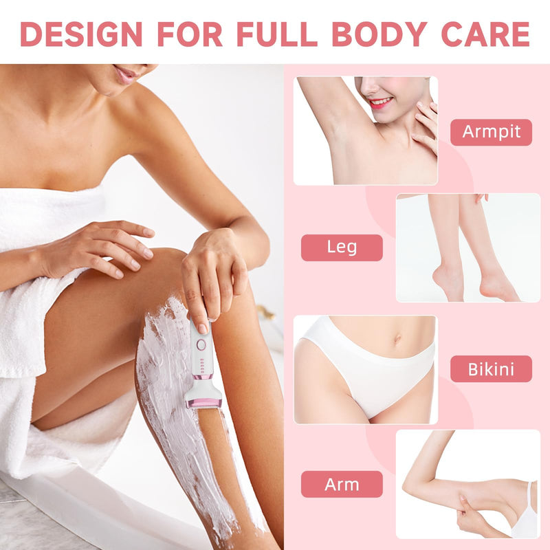 [Australia] - RUIM Bikini Trimmer for Women, 5 in 1 Electric Razors for Shaving, Waterproof Rechargeable Pubic Hair Trimmer with LED Display, Pink 