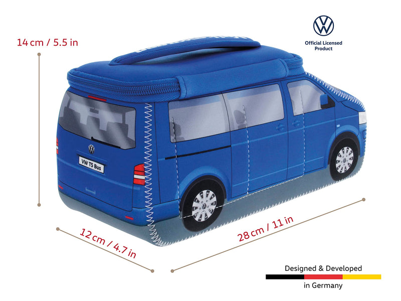 BRISA VW Collection - T5 T6 Bus Camper Toiletry Bag Cosmetic Case | Volkswagen Toiletry Bag Cosmetic Case, Water-Repellent, Hanging Hook, 4 Mesh Pockets for Travel, Neoprene, Blue/Large