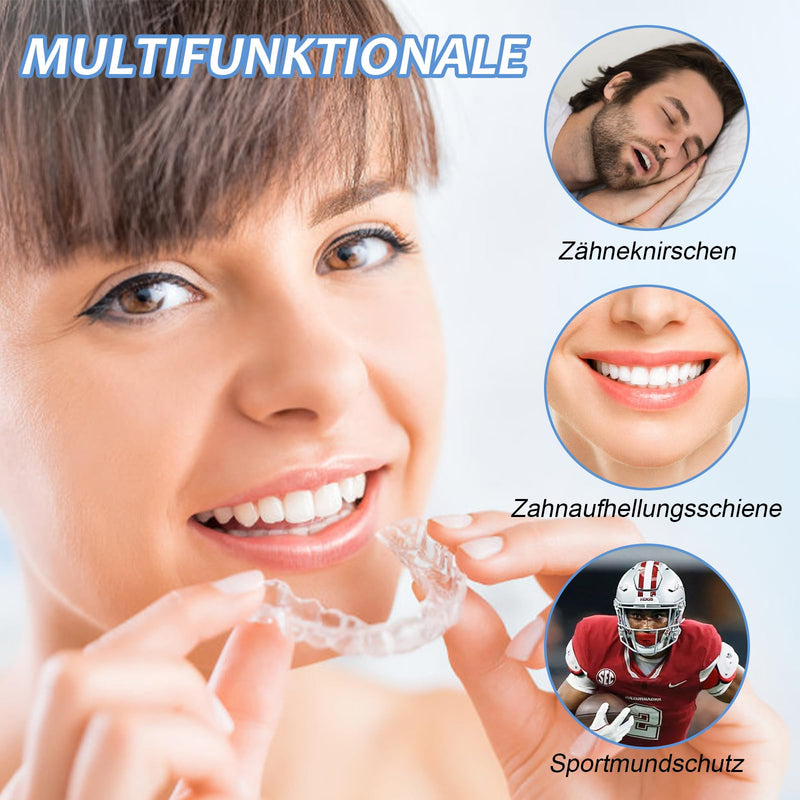 [Australia] - Pack of 4 mouth guards for teeth grinding, bite splint, grinding splint, anti-snoring splint, 2 sizes bite splint against teeth grinding, tooth splint grinding, improves sleep quality, transparent 