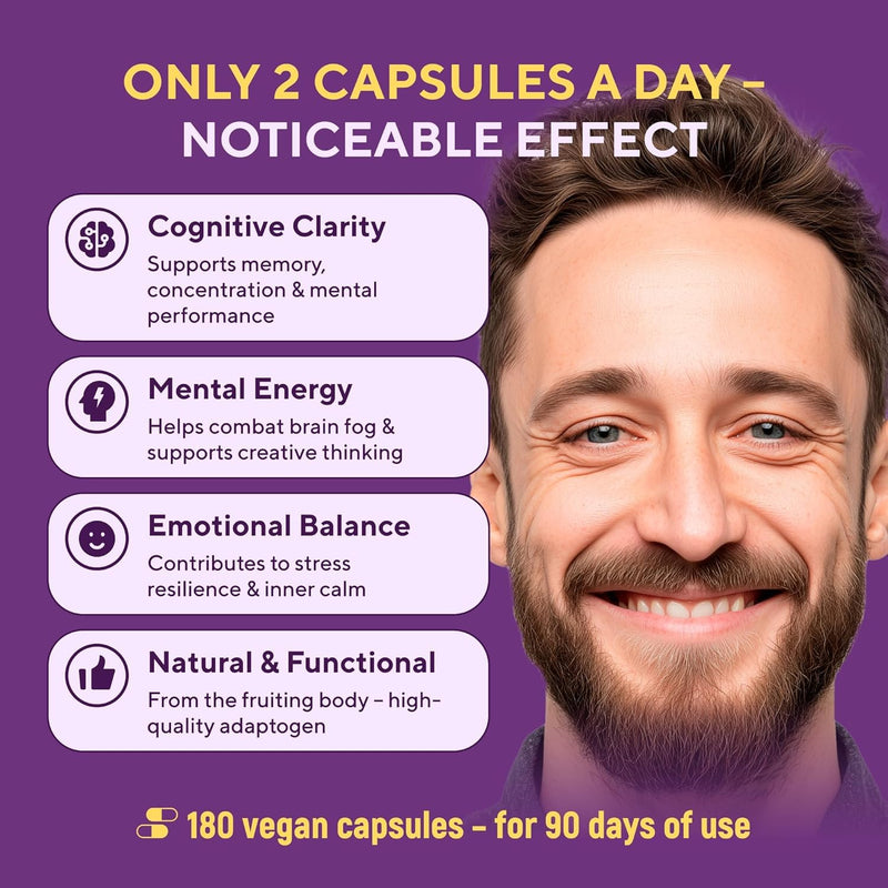 Lions Mane Mushroom Capsules 10 000mg – Highly Concentrated Extract Hericium Erinaceus 10:1 – Lab-Tested with Certificate Lions Mane Supplement – 180 Vegan Capsules 180 count (Pack of 1)