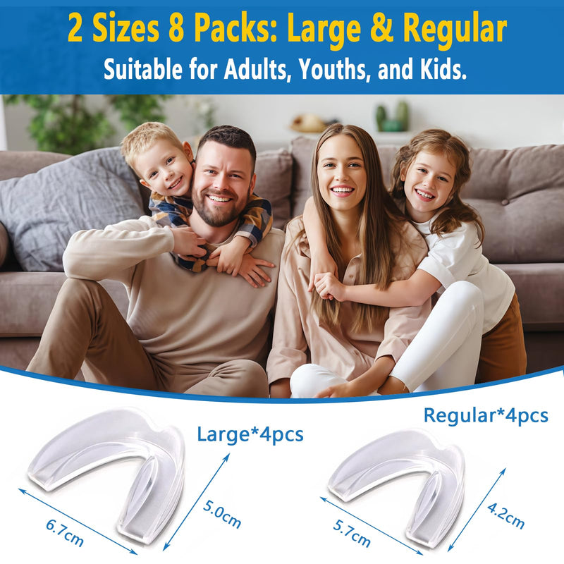 [Australia] - Mouth Guard for Grinding Teeth at Night,8 Packs Night Guards for Teeth Grinding, Moldable Teeth Grinding Mouth Guard for Sleep,Mouthguards for Grinding of Teeth,2 Sizes & 1 Travel Case 2.3in 
