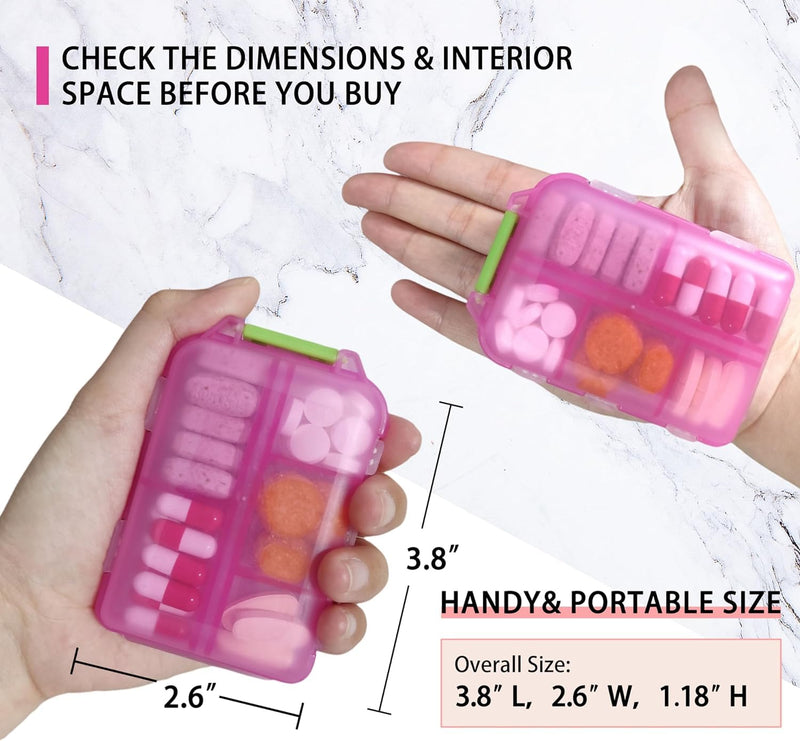3 Pack Pill Organizers with Medicine Labels, Pink White Grey | 3 compact pill cases with 3x161 medicine labels for 7-day planning, vitamins, travel, family use, and separate routines Pink+white+grey Standard