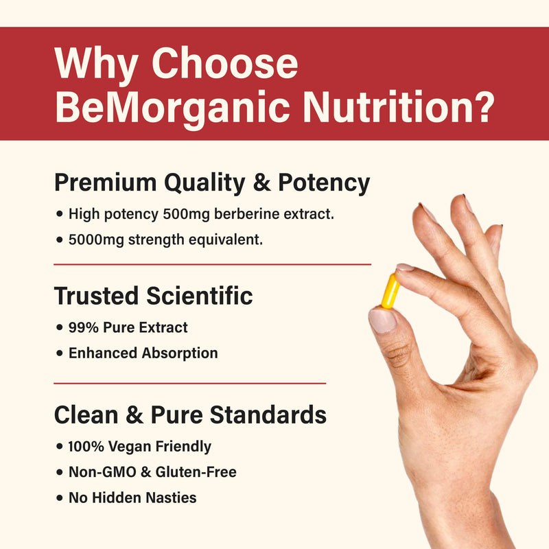 Berberine HCL 5000mg High Strength Complex, 99% Pure Berberine HCL with Ceylon Cinnamon and Black Pepper, 90 Vegan One Per Day Capsules (3 Month Supply)