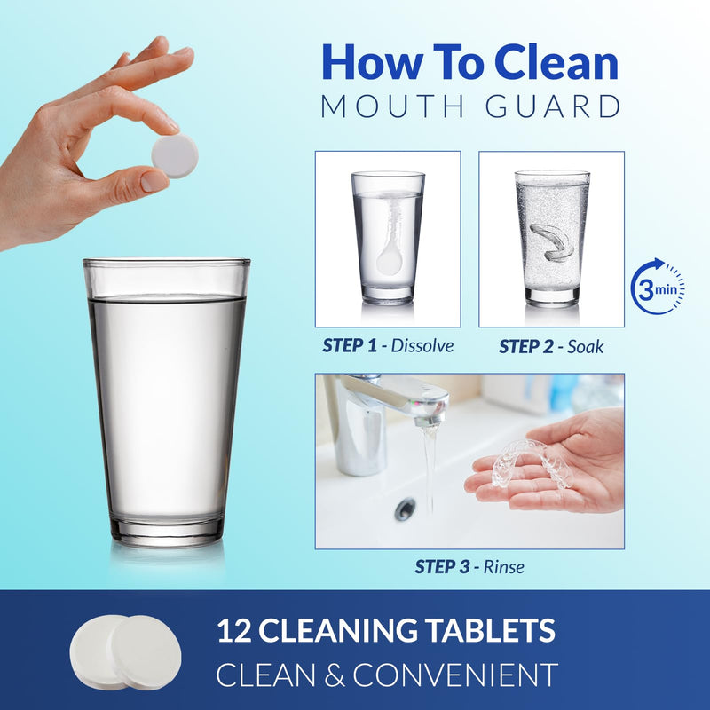 [Australia] - Mouth Guard for Grinding Teeth at Night, Night Guards for Teeth Grinding, Mouthguards for Grinding of Teeth, Mouth Guard for Sleeping with 12 Cleaning Tablets 