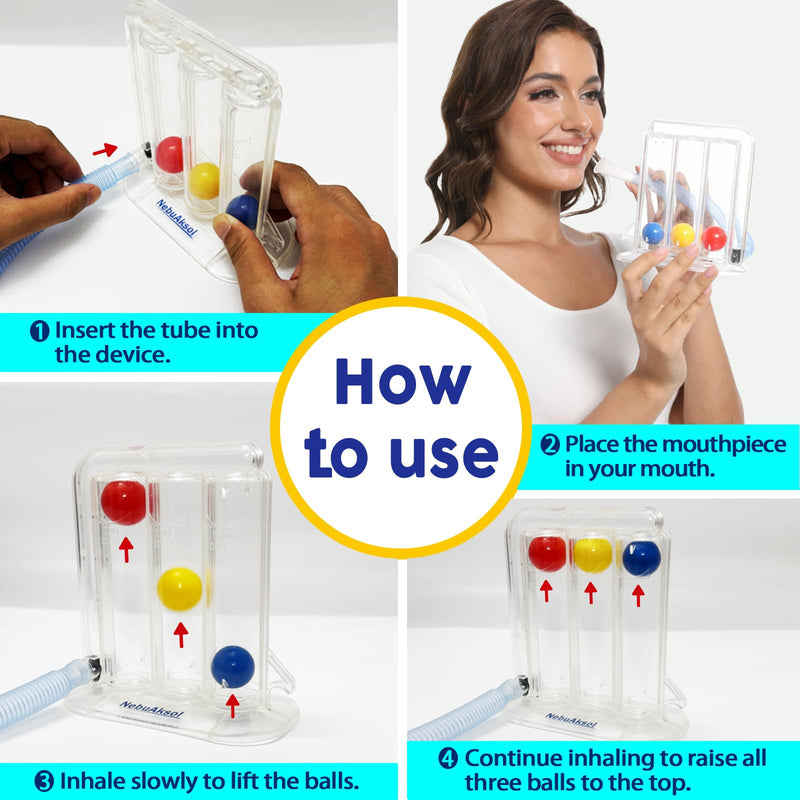 [Australia] - Breathing Exercise Device for Lungs, Incentive Spirometer,Upgraded Capacity 1900cc/sec, Improves Breathing and Lung Function Transparent-blue06 