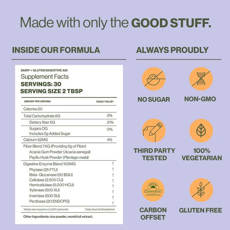 [Australia] - Hilma Daily Fiber and Digestive Enzymes, Fiber Supplement Powder with Prebiotics and Enzymes Formulated with Psyllium Husk and Acacia, Gluten Free, Vegan, FSA Eligible, Digestive Support, 30 Servings Powder - 30 Servings 