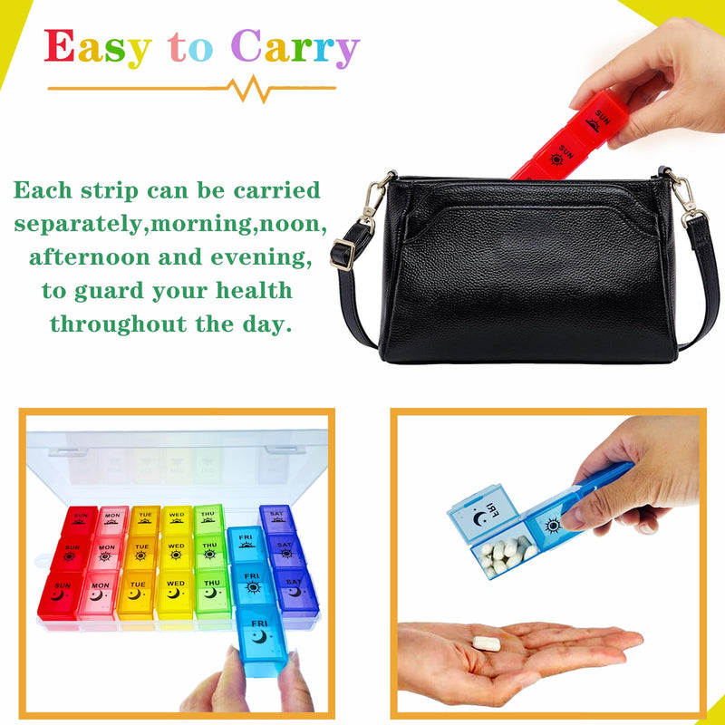 ZVZM Weekly Pill Organizer 3 Times a Day, Large Pill Box 7 Day, Medicine Organizer Box, Pill Case Container, Daily Pill Organizer for Vitamins/Fish Oils. White