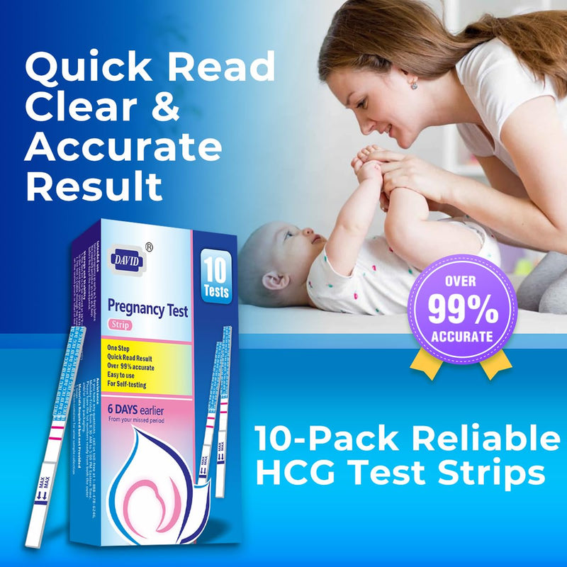 DAVID Ovulation and Pregnancy Test Strips Combo (50 LH + 10 HCG), High‑Sensitivity Fertility Test Kit for Home Family Planning Screening