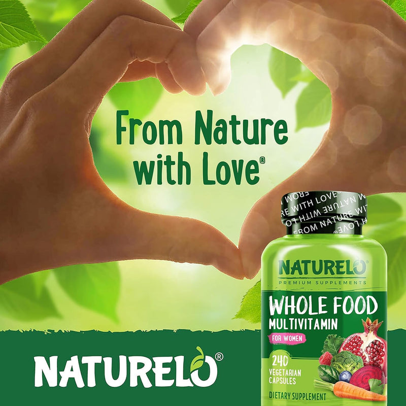 NATURELO Whole Food Multivitamin for Women - with Vitamins, Minerals, & Organic Extracts - Supplement for Energy and Heart Health - Non GMO - 240 Vegan Capsules 240 Count (Pack of 1)