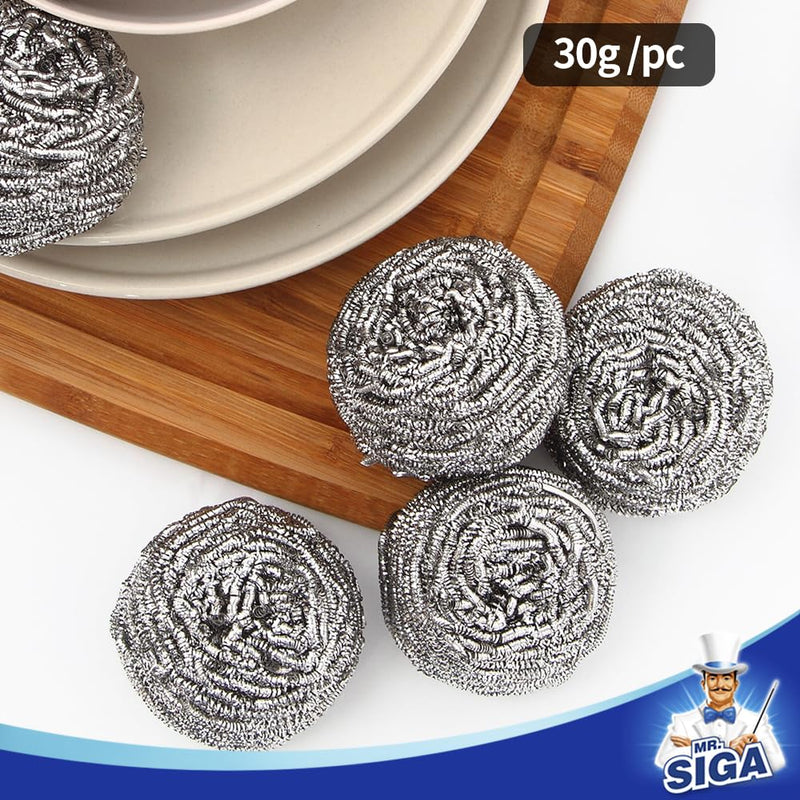 [Australia] - MR.SIGA Stainless Steel Scourer, Pack of 6, 30g Stainless Steel- Pack of 6 