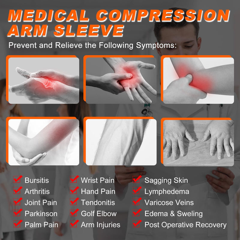 [Australia] - Lymphedema Medical Compression Arm Sleeve with Gauntlet, 20-30 mmHg Graduated Compression Full Arm Support for Women Men, Long Pressure Arm Hand Brace for Arthritis, Bursitis, Edema, Nerve Pain Beige (Single) Large 