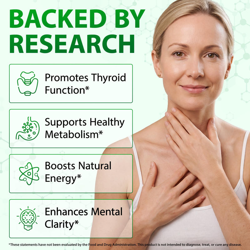 Thyroid Support Drops with Iodine & Selenium - 60ml | Enriched with L-Tyrosine, Zinc, Vitamin B12 & B6 | Supports Normal Thyroid Function & Energy Metabolism | Vegan & Non-GMO