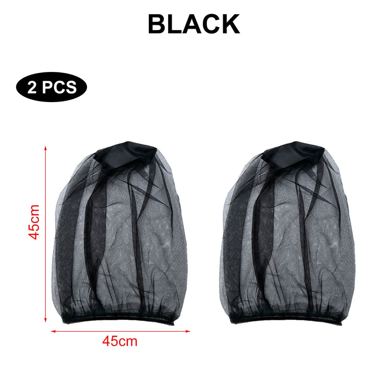 [Australia] - Hat with mosquito net, mosquito net hat, mosquito head net, fly net for face, mosquito hat head net, anti-mosquito bee bug insect, beekeeper protective hat, fly mask cap hat, mesh face protection, 2 pieces (black) 
