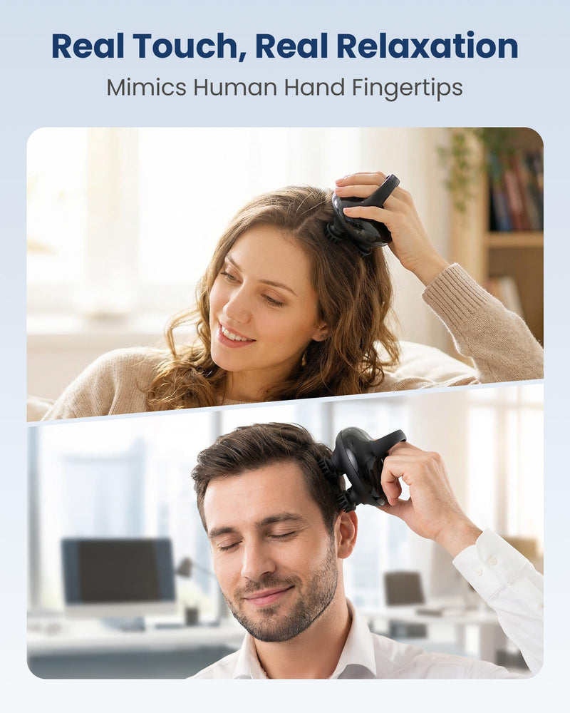 COMFIER Cordless Head Massager Scalp Massager Hair Growth with 3 kneading Modes,Waterproof Hair Massage with 8 Claws for Deep Cleansing,Body Cat Head Scratcher,Gift for Women,Men Black
