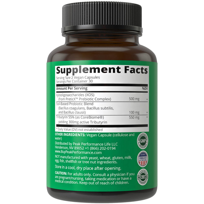 [Australia] - Synbiotic = Prebiotic + Probiotic + Postbiotic 3-in-1 Supplement with Clinically Tested Ingredients. Pre And Probiotics Plus Important Tributyrin Postbiotics For Gut. Vegan Capsules For Women + Men 