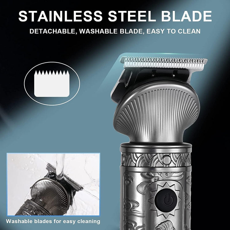 [Australia] - Hatteker Beard Trimmer Kit for Men Professional Hair Clipper T-Blade Beard Hair Shaver Nose Trimmer Hair Cutting Kit Body Grooming Kit Cordless 6 in 1 