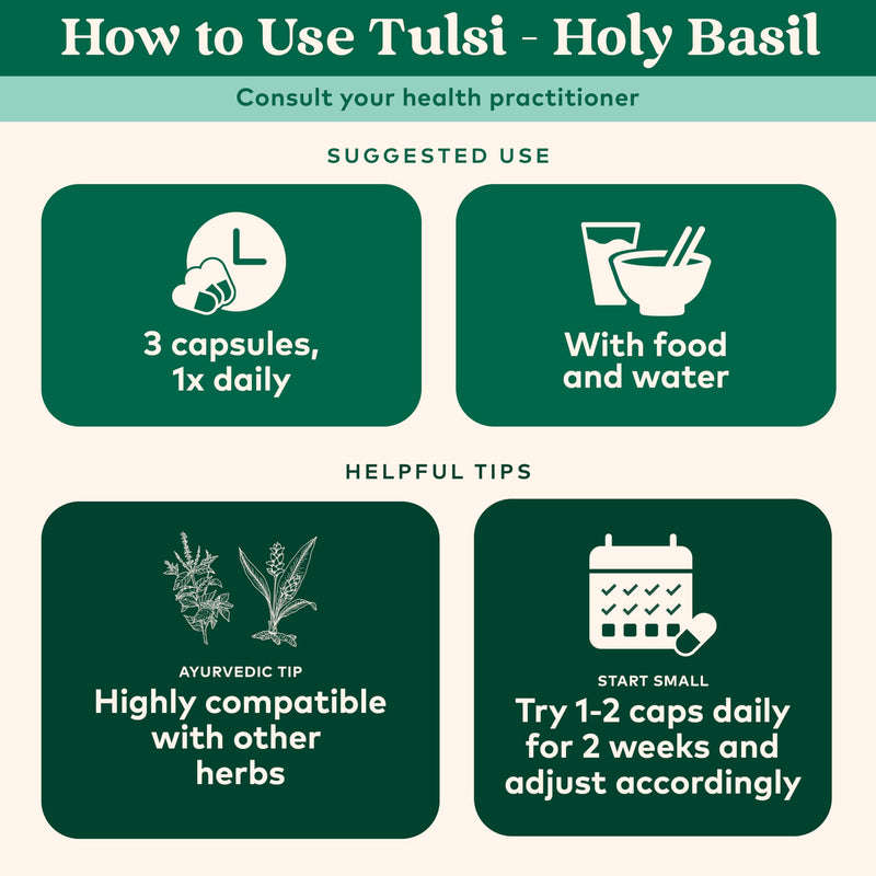[Australia] - Organic India Tulsi Holy Basil Capsules - Holy Basil Extract - Holy Basil Leaf Supplement, Herbal Supplement, Immune Support, Stress Relief, Vegan, Gluten-Free, Kosher, Organic, Non-GMO - 180 Capsules 180 Count (Pack of 1) 