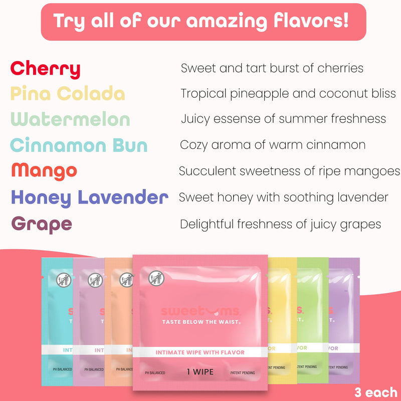 [Australia] - Sample Size Feminine Wipes For Women, pH Balanced Biodegradable Flavored Intimate Wipes - Pack of 21 