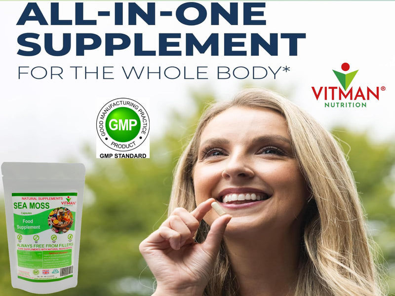 Sea Moss Capsules x60, High Strength, Natural Irish Sea Moss Supplement, Rich in Minerals & Iodine, Gluten Free, Sugar Free, GMO Free, Vegan