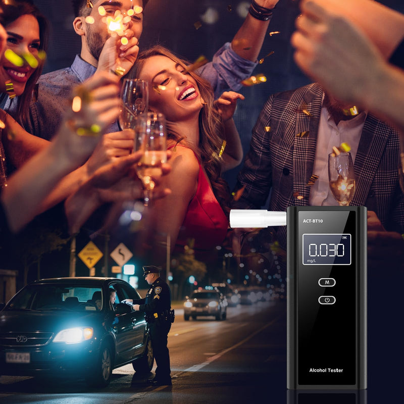 Homealexa Breathalyzer for Alcohol, Portable Alcohol Tester with Digital BAC Display, High Accuracy Sensor, 3-5s Fast Test, Personal Breathalyzer with 10 Mouthpieces for Home Party Use