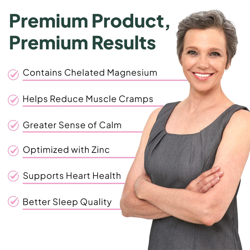[Australia] - Pure Magnesium Glycinate with Zinc - Maximum Strength Chelated Magnesium Supplement for Women and Men for Muscle Cramps and Sleep Support - 90 Capsule 90 Count (Pack of 1) 