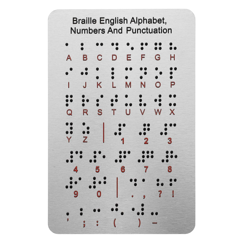 UPKOCH Braille Alphabet Board with Raised Dots for Numbers Punctuation 7.48X4.92 Inch Braille Learning Board Beginner-Friendly Teaching Aid for Blind Children Adults