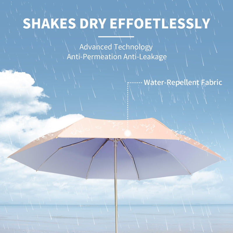 Dlin Sun Umbrella for Walking, Compact UV Umbrella Protection, Folding Lightweight Portable Parasol Umbrella for Men and Women Purple