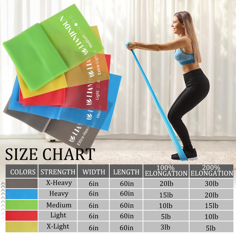 [Australia] - Professional Resistance Bands. Latex-Free, Work Out Bands, Stretch Bands for Working Out Women or Men, Exercise Bands Set for Physical Therapy Colour Set (5-30lbs) 