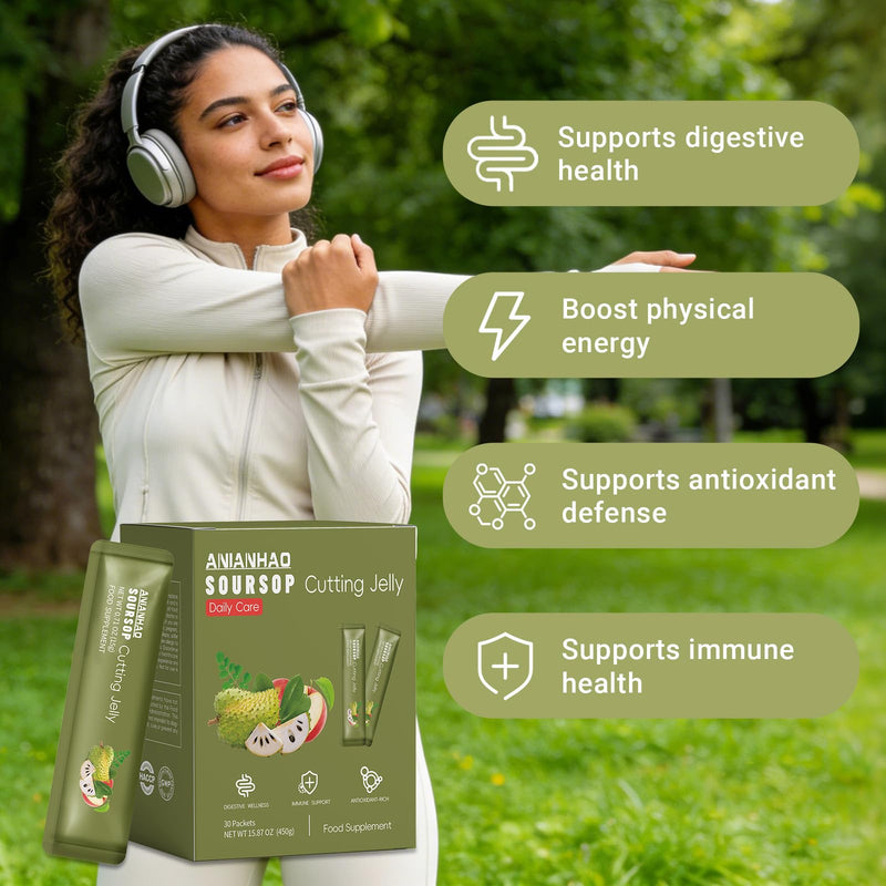 Soursop Fruit Cutting Stick Jelly, Soursop Bitters 7 in 1 with Sea Moss, Moringa, Turmeric, Black Seed Oil, Oregano, Ashwagandha | Herbal Extracts for Overall Health-Enhancing | Vegan, 30 Sachets
