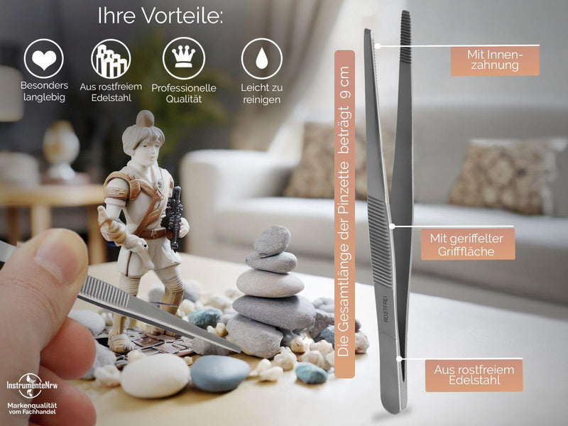 [Australia] - Straight anatomical tweezers 9.0 cm made of professional quality stainless steel 