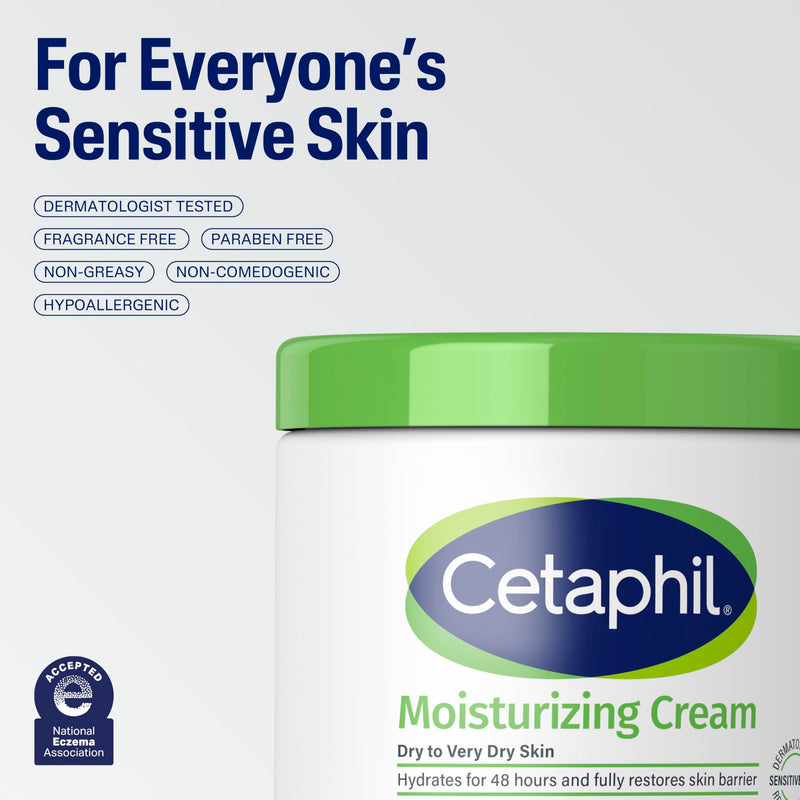 Cetaphil Moisturizing Cream, Face & Body Lotion Dry Sensitive Skin, 20oz | Fragrance-Free, Non-Comedogenic, Non-Greasy, Hydrates Very Dry Sensitive Skin, Dermatologist Recommended, 20 Oz Value Size Fragrance Free 20 Ounce (Pack of 1)