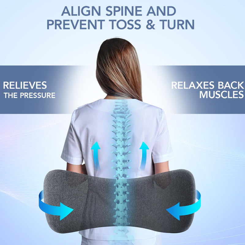 [Australia] - Lumbar Support Pillow for Sleeping Memory Foam Lumbar Pillow for Lower Back Pain Relief Back Support Pillow for Side,Back and Stomach Sleepers-Bed Wedge Bolster Pillow Bed Rest Pillow Standard 
