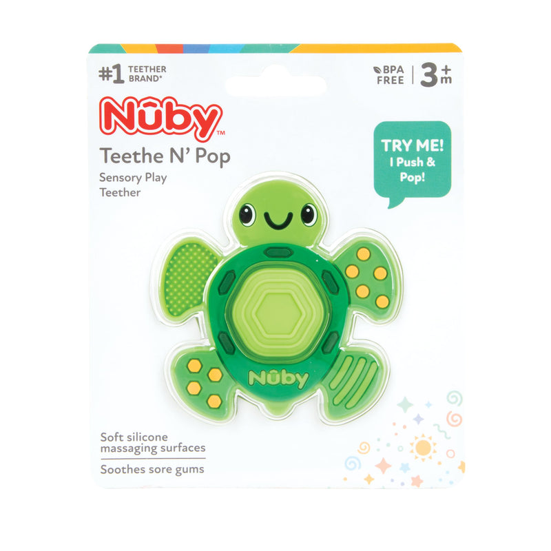 [Australia] - Nuby Teethe N' Pop Sensory Play Teether - Baby Teething Toy - 3+ Months - Turtle Turtle Teethe N' Pop 