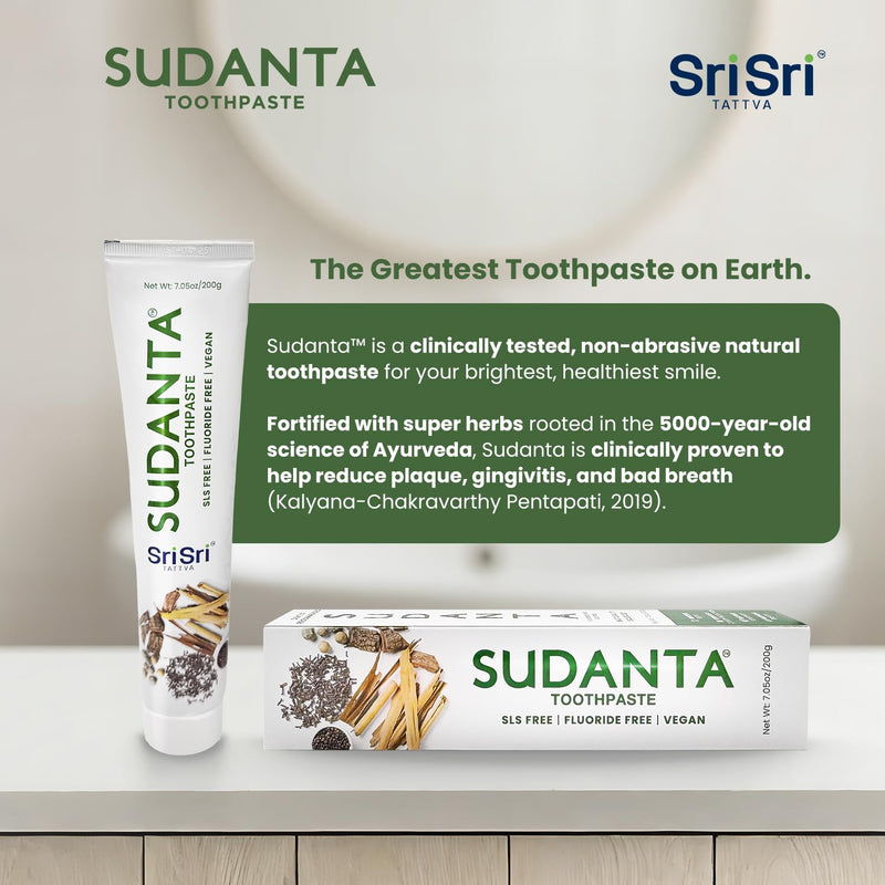 Sudanta 200g - 3 Pack - Herbal Fluoride-Free, Paraben-Free, Vegan, Natural Toothpaste with Ayurvedic Herbs Herbal-200g-Pack of 3